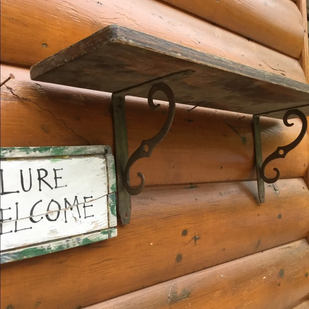 🍄  HANDMADE RUSTIC WOOD & METAL Accent SHELF OOAK